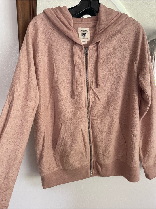 Billabong Jackets & Blazers - Billabong Dusty Rose Zip-Up Hooded Soft Teddy Sherpa-Like Jacket